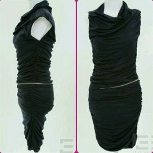 Wayne Silk Ruched Functional Zipper Waist Sleeveless Asymmetrical Dress Size 0